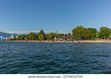 The beach of Kitsilano in Vancouver on a warm summer day