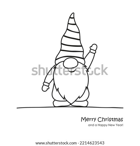 cute christmas dwarf cartoon for coloring book