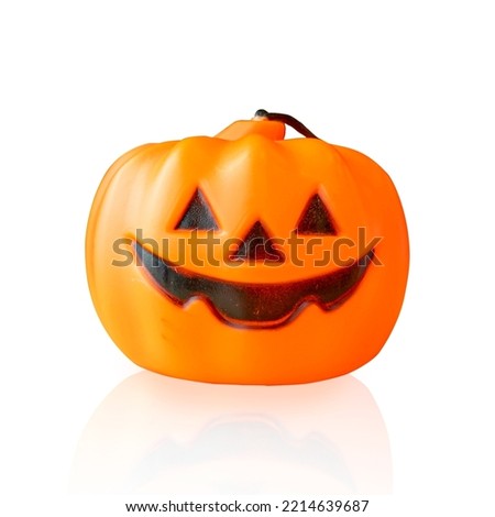 Orange Pumpkin Ghost Face on Halloween White background playing with the elements in the picture Halloween banner