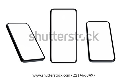 3D Mobile Phone white blank screen with clipping path