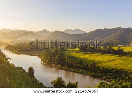 Panoramic image of Binh Lieu mountains area in Quang Ninh province in northeastern Vietnam. This is the border region of Vietnam - China
