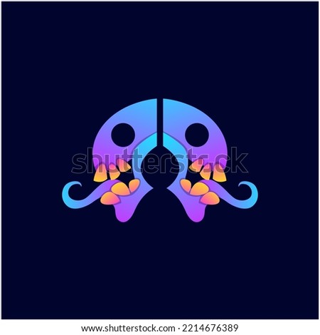Vector logo illustration monster head gradient colorful style