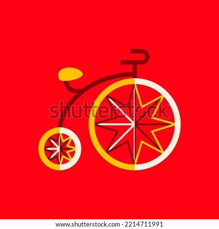 Circus Bicycle Flat Symbol. Vector Illustration of Entertainment Objects.