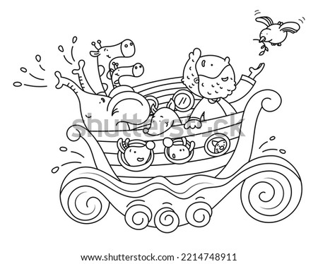 Antistress coloring picture about bible story - Noah's Ark