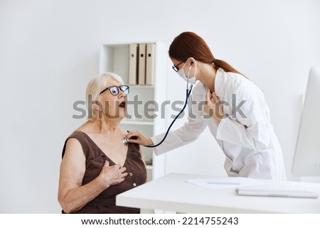 nurse in white coat stethoscope examination hospital office