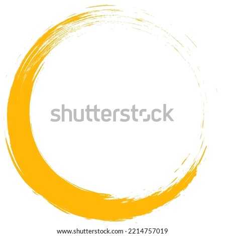 Orange circle brush stroke vector isolated on white background. Orange enso zen circle brush stroke. For stamp, seal, ink and paintbrush design template. Grunge hand drawn circle shape, vector