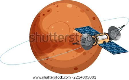 Mars planet with satellite illustration
