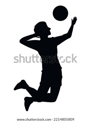 volleyball player diving ball silhouette