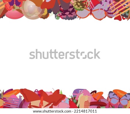 Background pattern abstract seamless design texture. Horizontal stripes. Border frame, transparent background. Theme is about art, raker, abstract, hair clips, exotic, wild, Christmas tree
