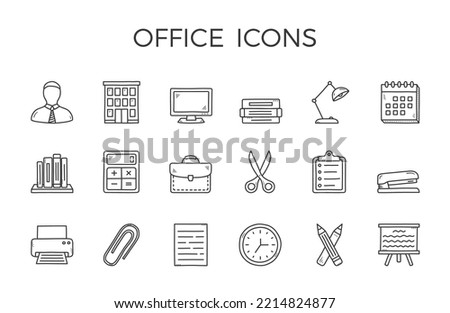 Set of office doodle icons on white background, vector eps10 illustration