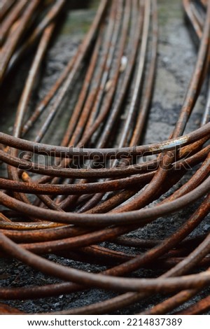 rebar steel for concrete reinforcement at construction site, Rusted Rebar Steel