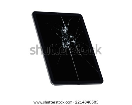 Broken Screen tablet on white background Royalty-Free Stock Photo #2214840585