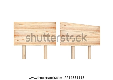 Wooden sign isolated on white background with clipping path include for design usage purpose. 