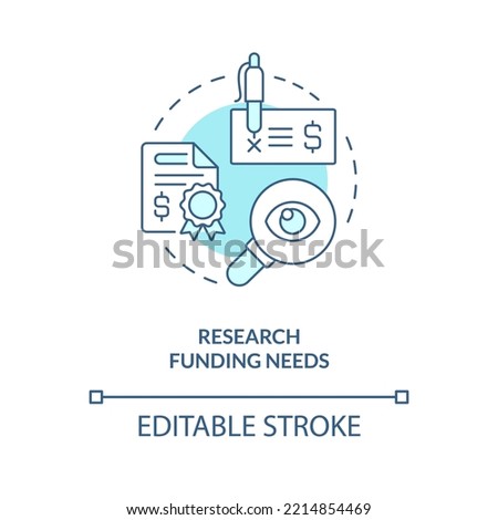 Research funding needs turquoise concept icon. Financial management for startup abstract idea thin line illustration. Isolated outline drawing. Editable stroke. Arial, Myriad Pro-Bold fonts used