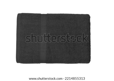 Gray Bath Towel Top View 100% Cotton Terry Towels Isolated with White Background Royalty-Free Stock Photo #2214855313