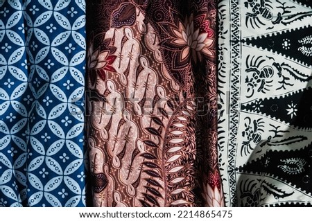 Three Indonesian batik cloth motifs. Batik is recognized by UNESCO as a cultural heritage from Indonesia.