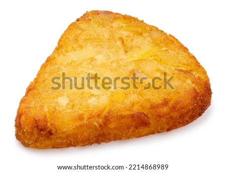 Crispy Hash Browns isolated on white background, Crispy Hash Browns on white With clipping path. Royalty-Free Stock Photo #2214868989