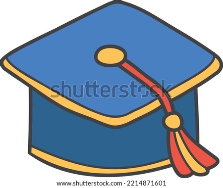 Hand Drawn cute Graduation cap illustration isolated on background