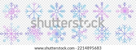 Set of vector watercolor snowflakes. Collection of artistic snowflakes with watercolor texture. Set of snowflakes. Vector illustration
