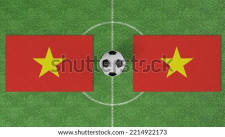 Football Match, Vietnam vs Vietnam, Flags of countries with a soccer ball on the football field