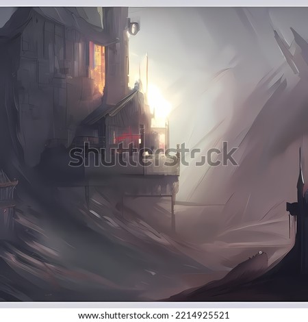 fantasy castle for story  artwork