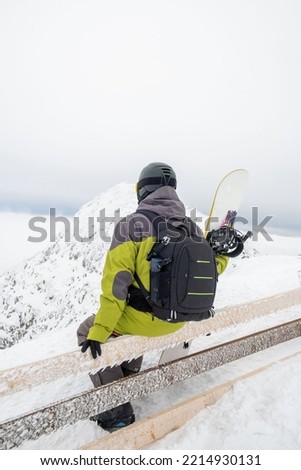 man snowboarder on the top of the chopok mountain Slovakia ski resort