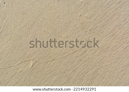Drawing on the sand from the waves. Traces of the surf. Background for a vacation layout.