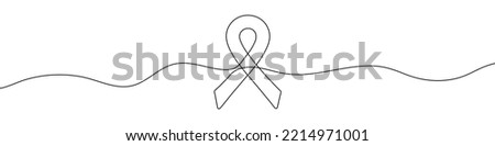 Single continuous line drawing of a awareness ribbon. One continuous line of awareness ribbon drawing. Vector illustration. Linear awareness ribbon design