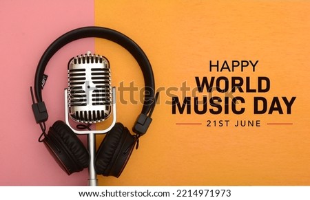 Happy World Music Day celebration on 21st June to celebrate the music worldwide. Royalty-Free Stock Photo #2214971973