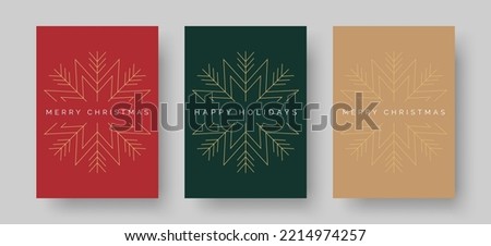 Christmas Card Vector Design Template. Set of Christmas Card Designs with Geometric Snowflake Illustration. Merry Christmas Greeting Card Concepts Royalty-Free Stock Photo #2214974257
