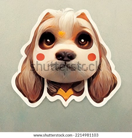 Dog sticker with smiling cute face 