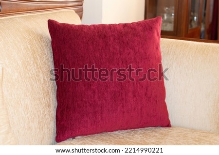 home furniture and pillows, red and yellow pillows