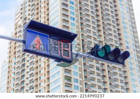 LED traffic pedestrian warning no pedestrian traffic and traffic light go green
