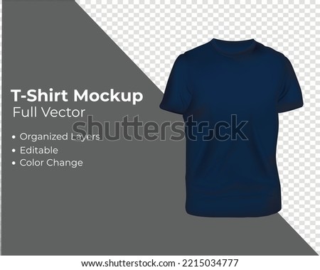 Navi Blue , Dark Blue T-shirt Mockup full vector template with organized layers, editable and color change facilities for merchandise. Royalty-Free Stock Photo #2215034777