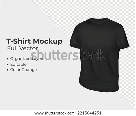 Black T-shirt Mockup full vector template with organized layers, editable and color change facilities for merchandise Royalty-Free Stock Photo #2215044251