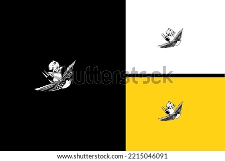 boys riding bird vector line art design