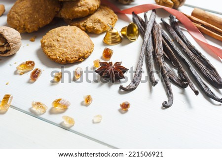oatmeal cookie chips with walnuts and other spice ingredients