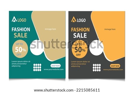  Set of Editable minimal square banner template. Black and yellow background color with stripe line shape. Suitable for social media post and web internet ads. Vector illustration with photo college