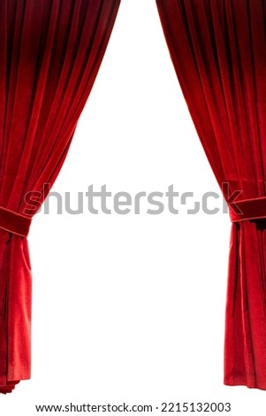 Red theater curtain. Theater curtain with white background. Royalty-Free Stock Photo #2215132003