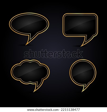 Set template of different empty gold speech bubbles
