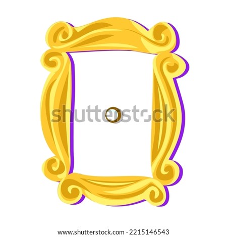 Yellow vintage frame with a peephole on a white background. Friends, television, series, Thanksgiving, tv. Vector stock illustration. Royalty-Free Stock Photo #2215146543