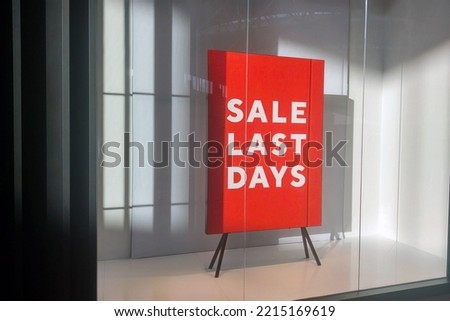 Signage with a shopping center or a store with a discount