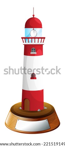 Illustration of a decorative tower with an empty label on a white background