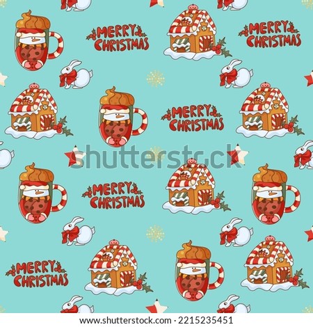 Cute christmas seamless pattern, vintage christmas style in vector. Cozy Christmas winter design for winter interior decoration, print posters, greeting cards, business banners, packaging.