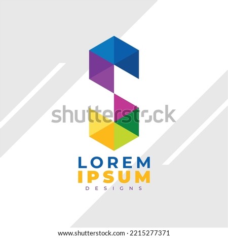 Multi-colored Letter S Logo, Rainbow-colored LETTER S Trans Style, Monogram Logo Style. Prism Logo