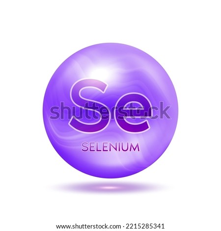Selenium minerals capsule purple. Icon 3D minerals complex isolated on a white background for product design. Medical and scientific concepts. Icon 3D Vector EPS10 illustration. Royalty-Free Stock Photo #2215285341