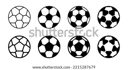 Soccer ball simple flat design vector illustration multiple set