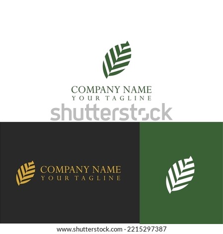 Green Leaf geometric logo Icon Vector Illustrations