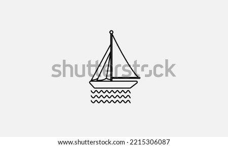 Boat water wave vector logo design