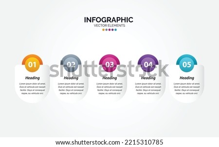 Business timeline chart template Horizontal Infographic 5 steps vector illustration